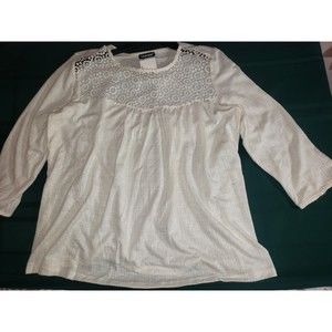 Woman's Joe Boxer L White Silky Feel Top Blouse Lace Neckline NWT